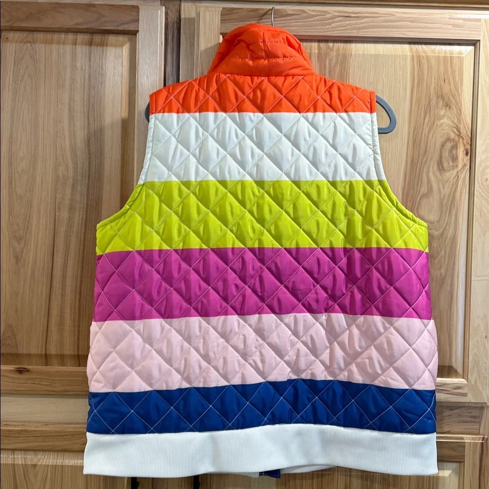 Crown & Ivy Multicolor Striped Colorblock Women’s Quilted Outdoor Vest Size XXL